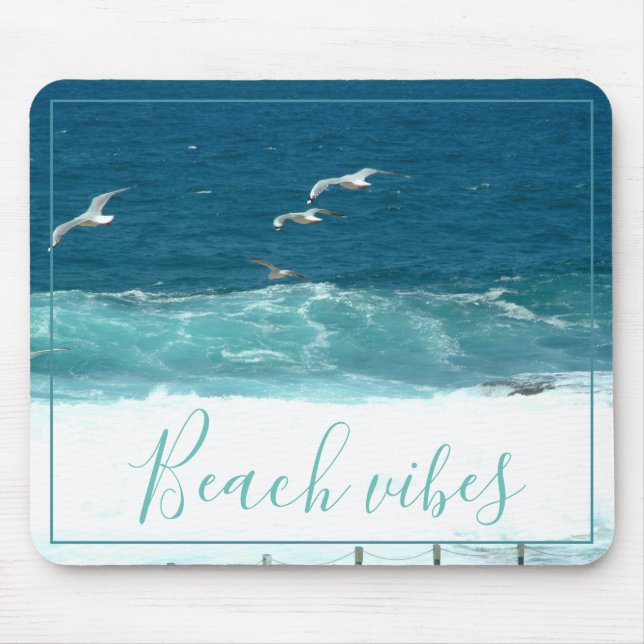 Beach Vibes Ocean Waves Mouse Pad (Front)