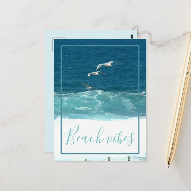 Beach Vibes Ocean Waves Postcard (Front/Back In Situ)