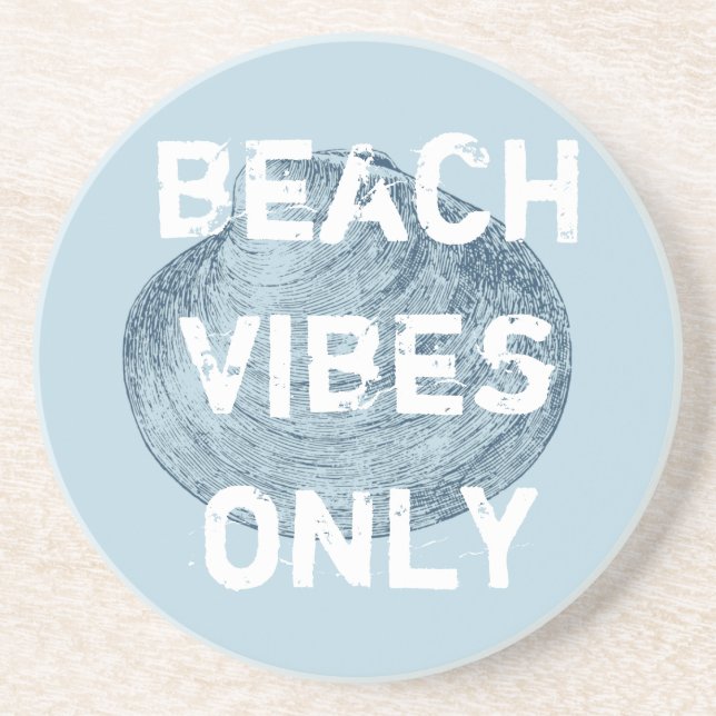 Beach Vibes Only Distressed Font  Coaster (Front)