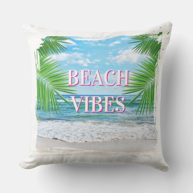 Beach Vibes Outdoor Throw Pillow (Front)