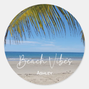 Beach Vibes Personalised Classic Round Sticker