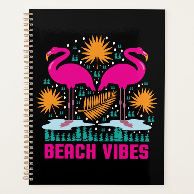 Beach Vibes Pink Flamingos-19501 Planner (Front)