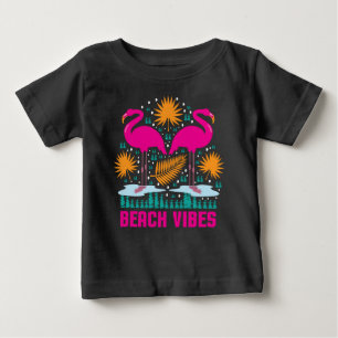 Beach Vibes Pink Flamingos Design Baby T-Shirt