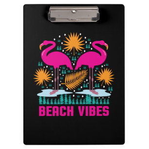 Beach Vibes Pink Flamingos Design Clipboard