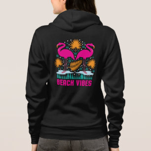 Beach Vibes Pink Flamingos Design Hoodie