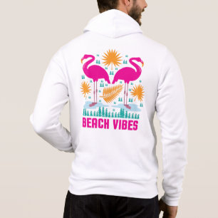 Beach Vibes Pink Flamingos Design Hoodie