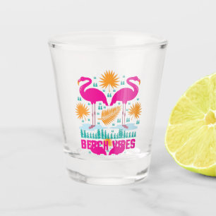 Beach Vibes Pink Flamingos Design Shot Glass