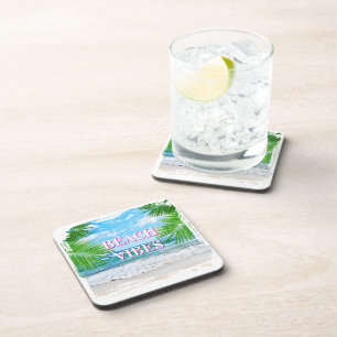 Beach Vibes Plastic Coaster Set