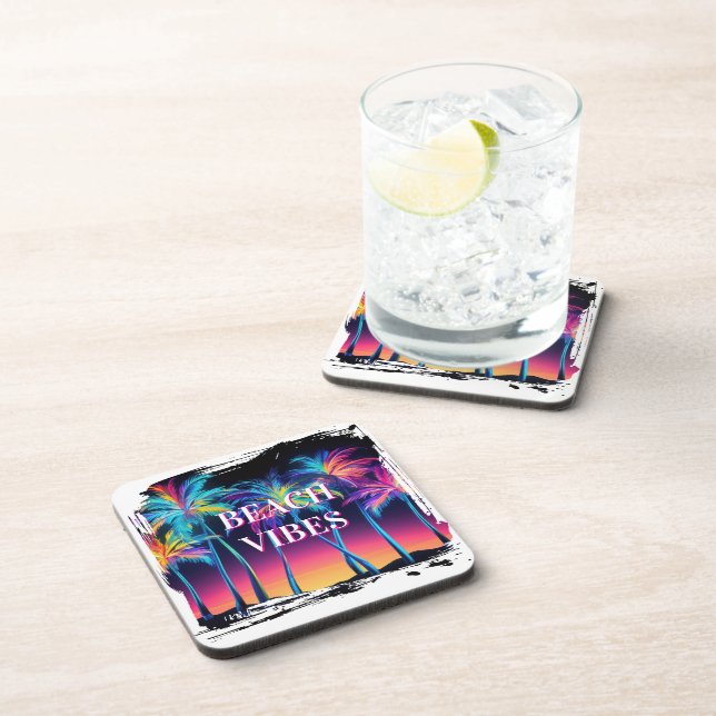 Beach Vibes Plastic Coaster Set (Right Side)