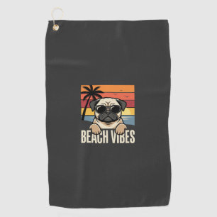 Beach Vibes Pug Dog Sunset Golf Towel