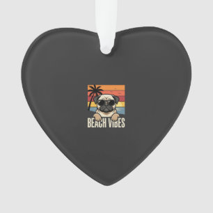 Beach Vibes Pug Dog Sunset Ornament