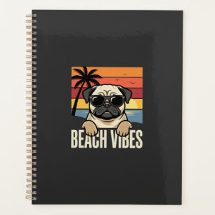 Beach Vibes Pug Dog Sunset Planner