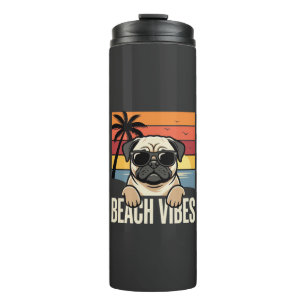 Beach Vibes Pug Dog Sunset Thermal Tumbler