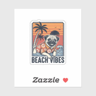 Beach Vibes Pug Vintage Engraving Design_1
