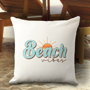 Beach Vibes Retro Summer Sun Cushion