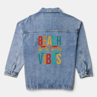 Beach Vibes Retro Summer Sunglasses Happy Last Day Denim Jacket