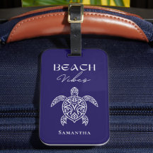 Beach Vibes Sea Turtle Personalised Navy Blue