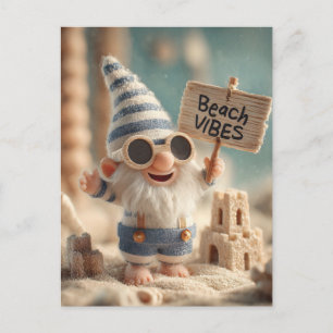 "Beach Vibes" Summer Garden Gnome Postcard