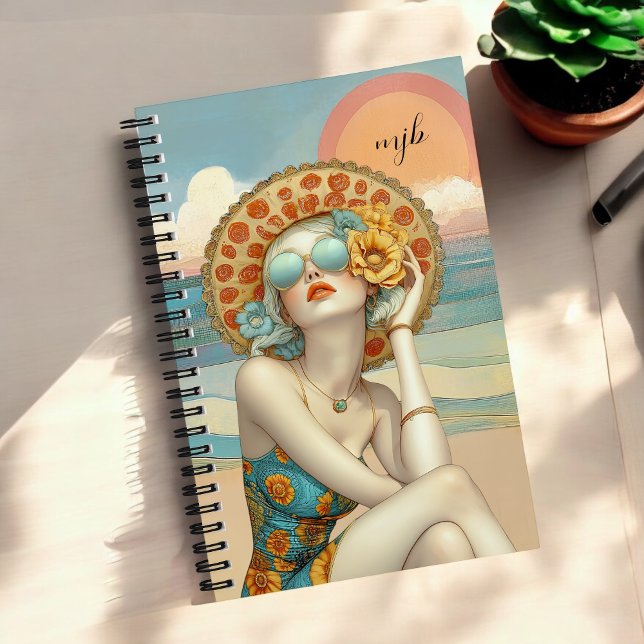 Beach Vibes Summer Glamour Girl in Sunglasses Notebook (Creator Uploaded)