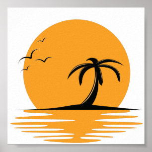 Beach Vibes Summer Retro Sunset Vacation Poster