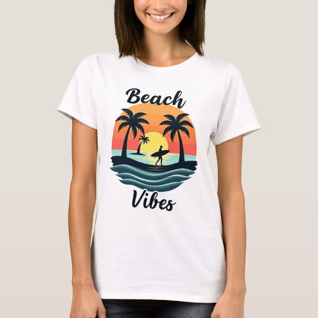 Beach Vibes Summer Sun Beach Palm T-Shirt (Front)