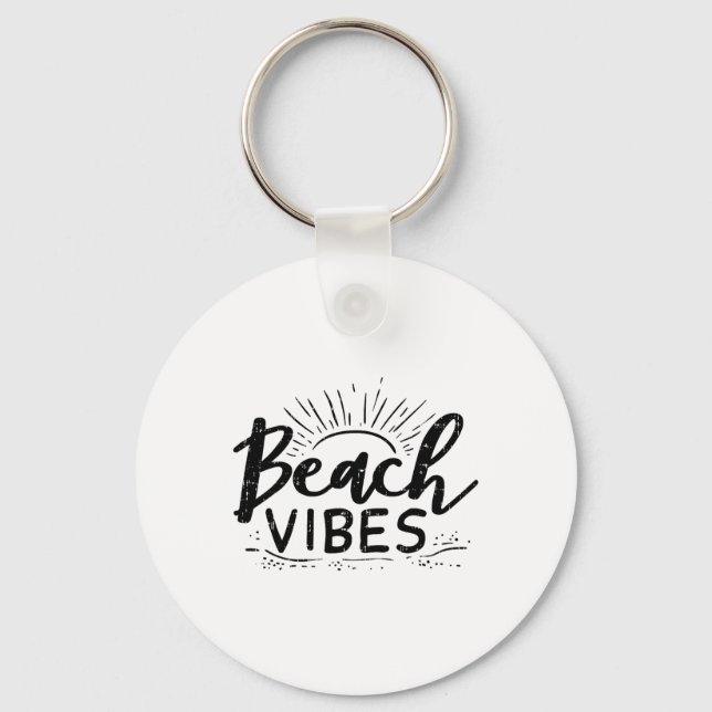 Beach Vibes Sun Relaxed Hola Beaches Summer Vacati Key Ring (Front)