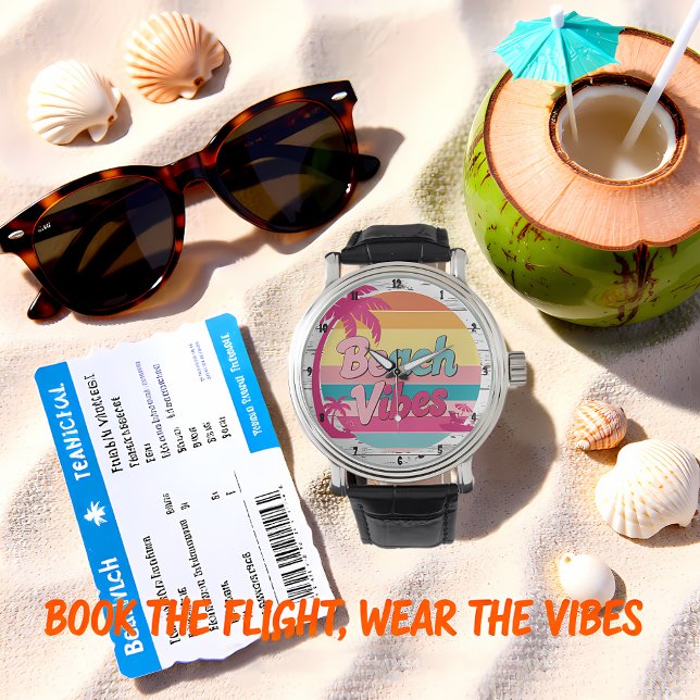 Beach Vibes Sunset Clock Tropical Watch (Creator Uploaded)