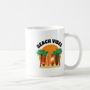 Beach Vibes Surfing Design For Summer Vacation  Coffee Mug