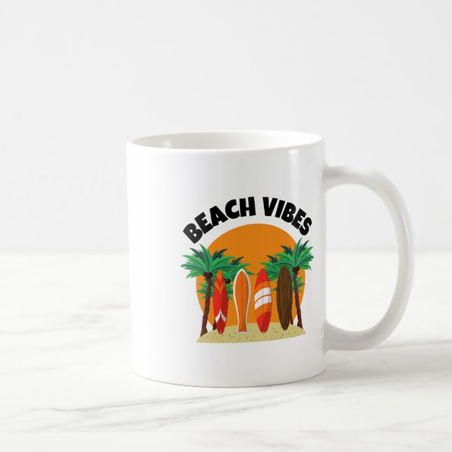 Beach Vibes Surfing Design For Summer Vacation  Coffee Mug (Right)