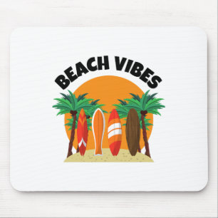 Beach Vibes Surfing Design For Summer Vacation Mouse Pad