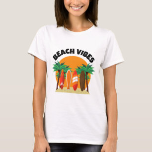 Beach Vibes Surfing Design For Summer Vacation T-Shirt