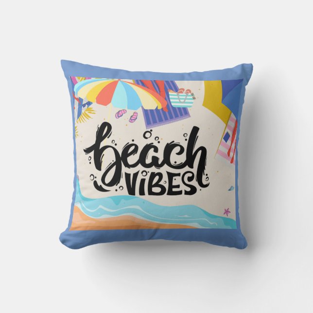 Beach Vibes Throw Pillow by Sommer Hamilton (Front)