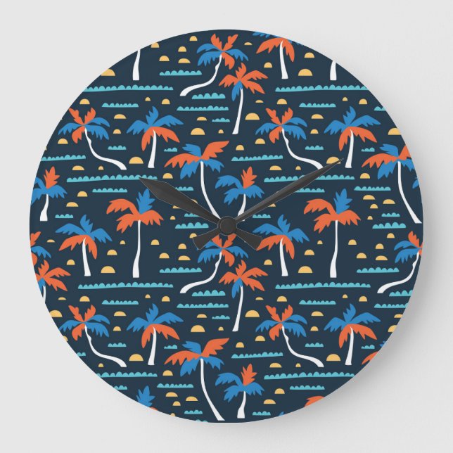 Beach Vibes: Vintage Hawaiian Elegance. Large Clock (Front)