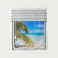 Beach View Artificial Window With Blinds