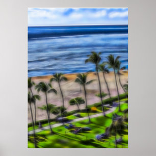 Beach View Maui, Ka'anapali Beach Hawaii Poster