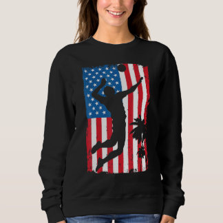 Beach Volleyball American Flag Usa Sports Vintage Sweatshirt