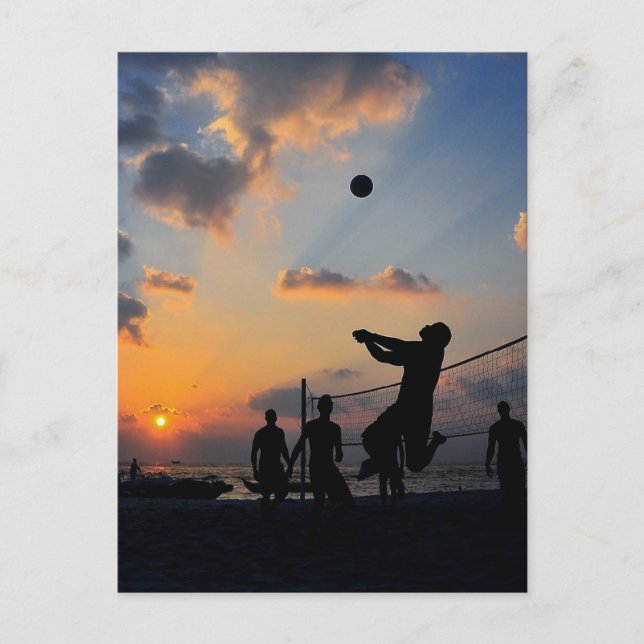 Beach Volleyball at Sunset Postcard (Front)