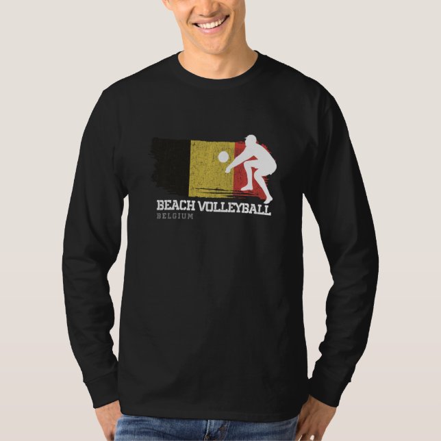 Beach Volleyball Belgium Flag Love Volleyball Play T-Shirt (Front)