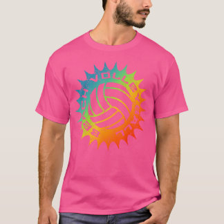 Beach Volleyball Cool Rainbow Sun Volley Ball T-Shirt