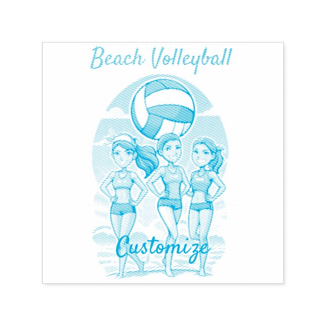 Beach Volleyball Girls Thunder_Cove Self-inking Stamp (Design)