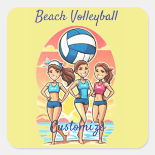 Beach Volleyball Girls Thunder_Cove Square Sticker