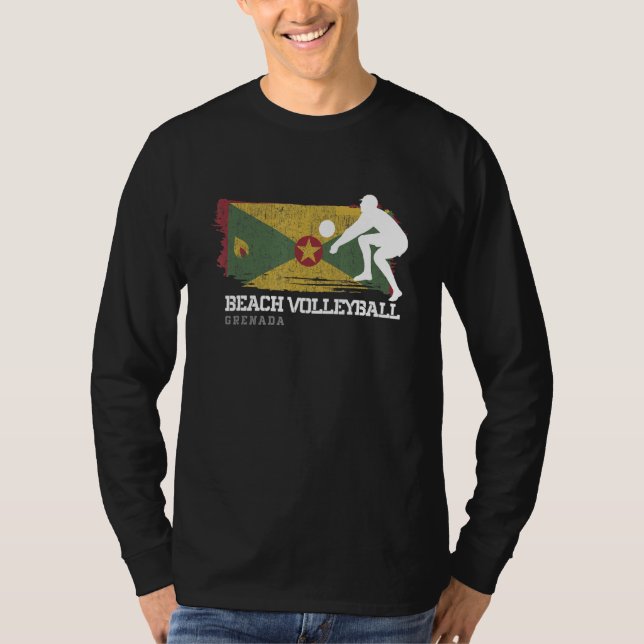 Beach Volleyball Grenada Flag Love Volleyball Play T-Shirt (Front)