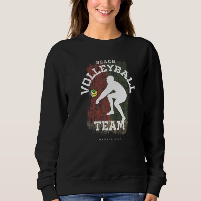 Beach Volleyball Madagascar Flag Love Volleyball P Sweatshirt (Front)