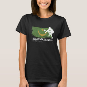 Beach Volleyball Mauritania Flag Love Volleyball P T-Shirt