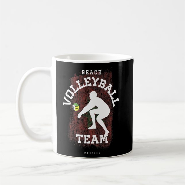 Beach Volleyball Morocco Flag Love Volleyball Play Coffee Mug (Left)