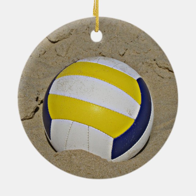 BEACH VOLLEYBALL PHOTO CERAMIC TREE DECORATION (Back)