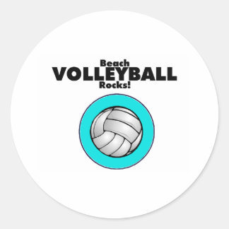 Beach Volleyball Rocks Classic Round Sticker