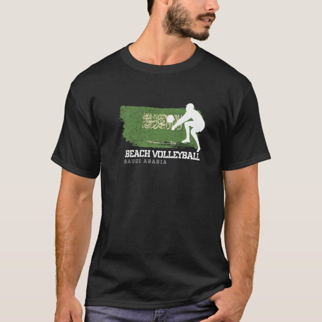 Beach Volleyball Saudi Arabia Flag Love Volleyball T-Shirt (Front)