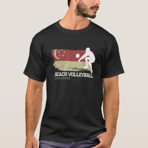 Beach Volleyball Singapore Flag Love Volleyball Pl T-Shirt