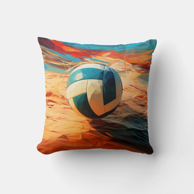 Beach Volleyball Throw Pillow (Front)